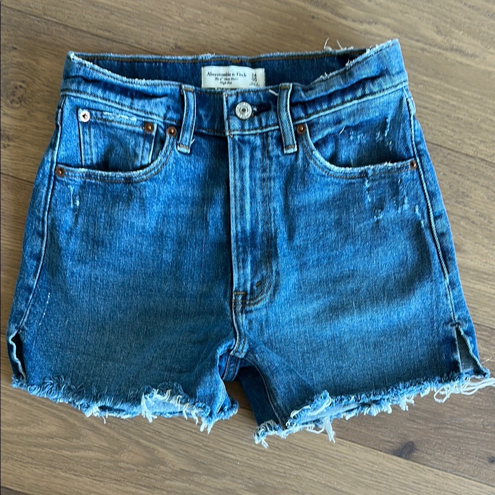 Abercrombie & Fitch Blue Jean Shorts, Mom Short 4inch High Rise